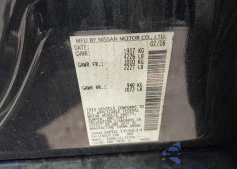 2016 Nissan Altima 2.5/2.5 S/2.5 Sl/2.5 Sr/2.5 Sv из США, поврежденный, VIN 1N4AL3AP1GC169614